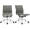 thumbnail image 1 of 2xhome Set of 2 Mid Back Height Modern Home Office Chair, Ribbed PU Leather Seat with Swivel Tilt Adjustable Ergonomic Computer Desk Chair, Gray, Set of 1, 1 piece, 1 of 14