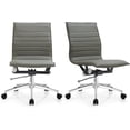 thumbnail image 1 of 2xhome Set of 2 Mid Back Height Modern Home Office Chair, Ribbed PU Leather Seat with Swivel Tilt Adjustable Ergonomic Computer Desk Chair, Gray, Set of 1, 1 piece, 1 of 14