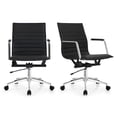 thumbnail image 1 of 2xhome Set of 2 Mid Century Office Swivel Task Chair With Arms Wheels Modern Black Desk Chair Ergonomic Mid back PU Leather Arm Rest Adjustable Height, 1 of 14