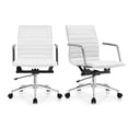 thumbnail image 1 of 2xhome Set of 2 Mid Century Office Swivel Task Chair With Arms Wheels Modern White Desk Chair Ergonomic Mid back PU Leather Arm Rest Adjustable Height, 1 of 10