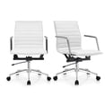 thumbnail image 1 of 2xhome Set of 2 Mid Century Office Swivel Task Chair With Arms Wheels Modern White Desk Chair Ergonomic Mid back PU Leather Arm Rest Adjustable Height, 1 of 11
