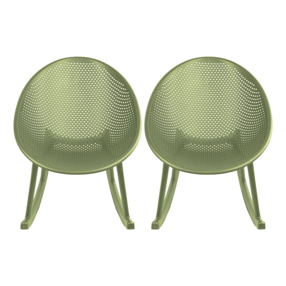 2xhome Set of 2 Modern Oval Chairs, Contemporary Accent Lounge Chairs with Perforated Breathable Egg Shaped Pod Seat for Kitchen, Dining, Patio, Indoor Outdoor, Green