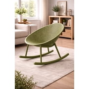 2xhome Set of 2 Mid-Century Modern Tropical Patio Rocking Chairs, Egg-Shaped Lounge Rockers, All-Weather Plastic Indoor Outdoor Accent Chairs with Breathable Perforated Design for Patio, Balcony