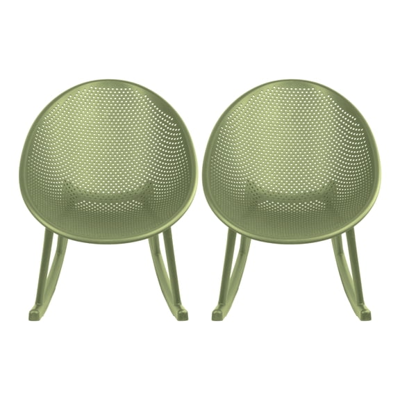 2xhome Set of 2 Modern Oval Chairs, Contemporary Accent Lounge Chairs with Perforated Breathable Egg Shaped Pod Seat for Kitchen, Dining, Patio, Indoor Outdoor, Green