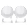 thumbnail image 1 of 2xhome Set of 2 Modern Oval Chairs, Contemporary Accent Lounge Chairs with Perforated Breathable Egg Shaped Pod Seat for Kitchen, Dining, Patio, Indoor Outdoor, White, 1 of 11