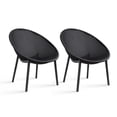 thumbnail image 1 of 2xhome Set of 2 Modern Industrial Weather-Resistant Plastic Indoor Outdoor Side Chairs, Egg-Shaped Accent Lounge Chairs with Perforated Seat Design for Patio, Balcony, Living Room, Sunroom, 1 of 12