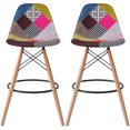 thumbnail image 1 of 2xhome - Set of 2 Multicolor - 29" Seat Height Modern Upholstered Fabric Bar Stool Barstool Counter Stools with backs and armless Natural Legs Wood Eiffel Legs Dowel-Leg, 1 of 9