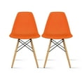 thumbnail image 1 of 2xhome Set of 2 Orange Mid Century Modern Contemporary Vintage Molded Shell Designer Side Plastic Eiffel Chairs Wood Legs for Dining Room Living Office Conference DSW Desk Kitchen Comfortable, 1 of 4