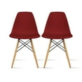 thumbnail image 1 of 2xhome Set of 2 Red Mid Century Modern Contemporary Vintage Molded Shell Designer Side Plastic Eiffel Chairs Wood Legs for Dining Room Living Office Conference DSW Desk Kitchen Comfortable, 1 of 4