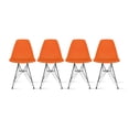 thumbnail image 1 of 2xhome Set of 4 Orange Mid Century Modern Vintage Molded Shell Assembled Chairs Chrome Wire Metal Eiffel Side Armless No Arms With Back DSW for Desk Work Office Dining Living Kitchen Bedroom, 1 of 7