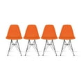 thumbnail image 1 of 2xhome Set of 4 Orange Mid Century Modern Vintage Molded Shell Assembled Chairs Chrome Wire Metal Eiffel Side Armless No Arms With Back DSW for Desk Work Office Dining Living Kitchen Bedroom, 1 of 7