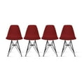 thumbnail image 1 of 2xhome Set of 4 Red Modern Industrial Molded Shell Assembled Chairs Chrome Wire Black Metal Eiffel Side Armless No Arms With Back DSW for Desk Work Office Dining Living Kitchen Bedroom Home, 1 of 6
