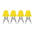 thumbnail image 1 of 2xhome Set of 4 Yellow Modern Industrial Molded Shell Assembled Chairs Chrome Wire Black Metal Eiffel Side Armless No Arms With Back DSW for Desk Work Office Dining Living Kitchen Bedroom Home, 1 of 6