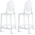 thumbnail image 1 of (Retired) 2xhome Set of 2 25" Seat Height Transparent Kitchen Barstools, Modern Ghost Accent Side Armless Counter Stools With Back, Clear, 1 of 7