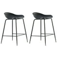 thumbnail image 1 of 2xhome - Set of 2 Black 25" Seat Height Black Molded Plastic Bar Stool Modern Barstool Counter Stools with Backs and armless Metal Legs, 1 of 11