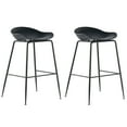 thumbnail image 1 of 2xhome - Set of 2 Black 28" Seat Height Black Molded Plastic Bar Stool Modern Barstool Counter Stools with Backs and armless Metal Legs, 1 of 10