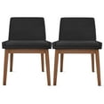 thumbnail image 1 of 2xhome Set of 2 Brown Wood Leg Dining Room Chair with Black Cushion Back & Upholstered Seat, 1 of 10
