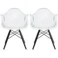 thumbnail image 1 of 2xhome - Set of 2 Clear Side Dining Armchairs With Black Dark Wooden Eiffel Legs And Molded Transparent Acrylic Plastic Seats, 1 of 3