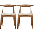 thumbnail image 1 of 2xhome Set of 2 Contemporary Farmhouse Real Solid Wood Cloth Cushion Seat Dining Chairs Elbow Side Chair (Espresso-Beige Seat), 1 of 9