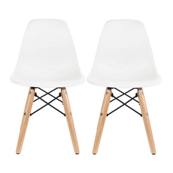 2xhome - Set of 2 Kids Chairs Toddler Size Plastic Dining Room or Craft Chairs with Natural Wooden Legs, Gray