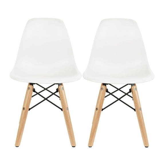 2xhome - Set of 2 Kids Chairs Toddler Size Plastic Dining Room or Craft Chairs with Natural Wooden Legs, Gray