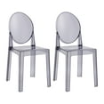 thumbnail image 1 of 2xhome Set of 2 Mid Century Modern Dining Room Side Chairs, Clear Transparent Ghost Accent Armless Lounge Chairs, Smoke, 1 of 7