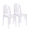thumbnail image 1 of 2xhome Set of 2 Mid Century Modern Dining Room Side Chairs, Transparent Ghost Accent Armless Lounge Chairs, Clear, 1 of 4
