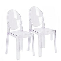 2xhome Set of 2 Mid Century Modern Dining Room Side Chairs, Transparent Ghost Accent Armless Lounge Chairs, Clear