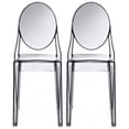 thumbnail image 1 of 2xhome Set of 2 Modern Contemorary Dining Ghost Side Chairs Transparent Clear Stackable Victorian Acrylic Plastic Vanity Chairs, Smoke, 1 of 8