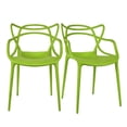 thumbnail image 1 of 2xhome Set of 2 Modern Contemporary Designer Dining Chairs Molded Plastic Indoor Outdoor Patio Elbow Chairs, Green, 1 of 8