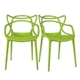 thumbnail image 1 of 2xhome Set of 2 Tropical Coastal Plastic Dining Arm Chair, Stackable Indoor Outdoor Patio Side Chair, Weather-Resistant Seating for Kitchen, Restaurant, Balcony, Porch, Yard, Green, 1 of 8