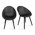 thumbnail image 1 of 2xhome Set of 2 Modern Perforated Egg-Shaped Dining Accent Chairs, Breathable Polka Dot Bowl Pod Pattern for Indoor or Outdoor Use, Black, 1 of 11