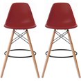 thumbnail image 1 of 2xhome Set of 2 Modern Plastic Barstools 28" Seat Height Kitchen Island Stools with Back Eiffel Chairs Natural Wood Legs Red, 1 of 5