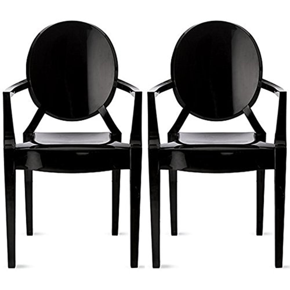 Set of 2 Black Acrylic Modern Dining Armchairs