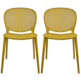 thumbnail image 1 of 2xhome Set of 2 Modern Pool Patio Chairs, Contemporary Plastic Armless Dining Accent Side Chairs for Indoor or Outdoor Use, Mustard Yellow, 1 of 11