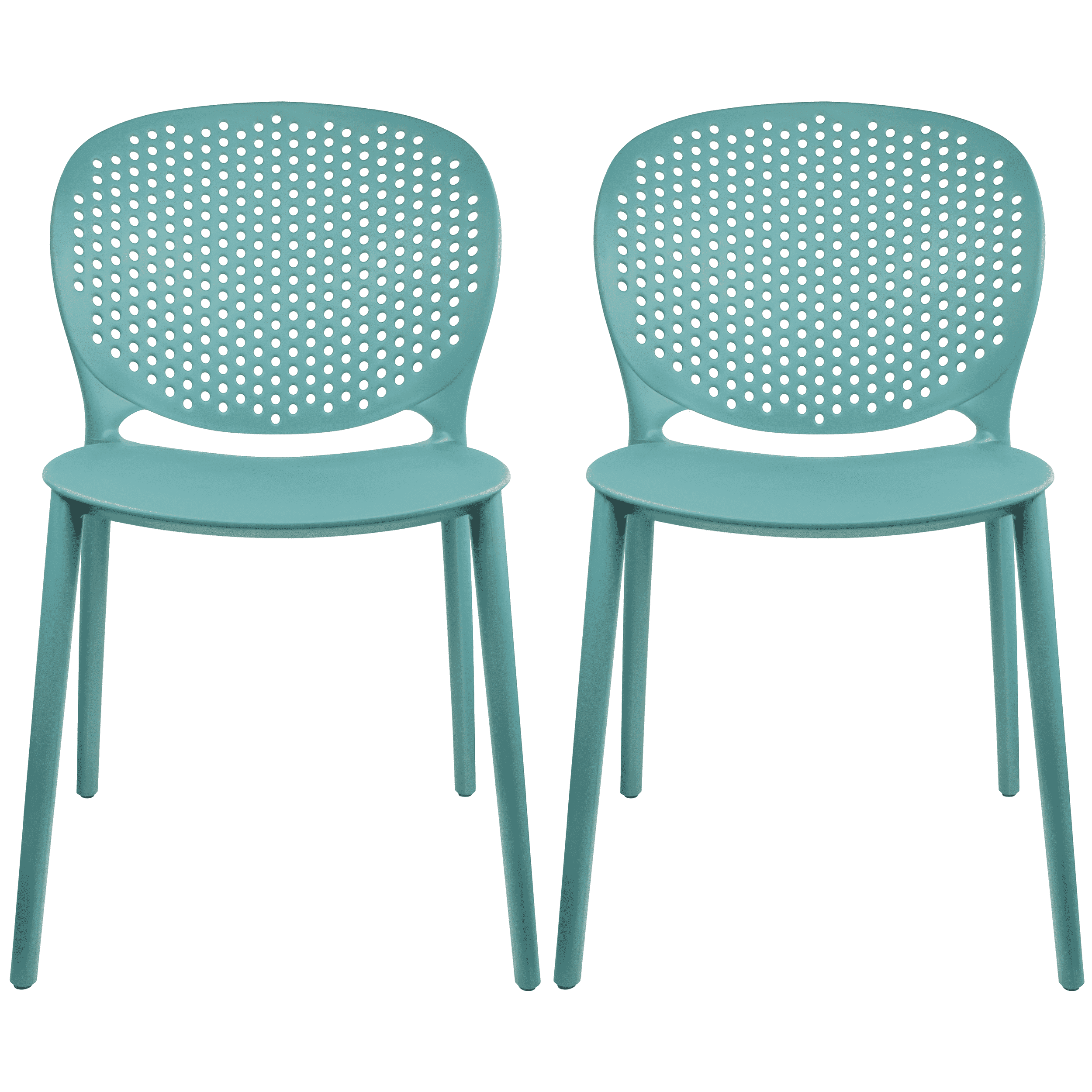 Aqua Blue Stackable Modern Matte Plastic Dining Chairs - Set of 2