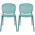 thumbnail image 1 of 2xhome Set of 2 Modern Pool Patio Chairs, Contemporary Plastic Armless Dining Accent Side Chairs for Indoor or Outdoor Use, Teal, 1 of 10