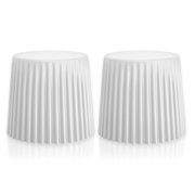 2xhome Set of 2 Stackable Plastic Dining Chairs Stool No Back Backless For Kitchen Patio Living Room Accent Outdoor Bedroom Storage White