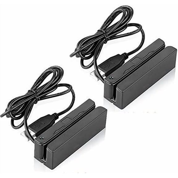 2xhome - Set of 2 - POSMATE - USB Mini Credit Card 3 Track Hi Lo Co Magnetic Reader Swiper POS System Cashier Registry