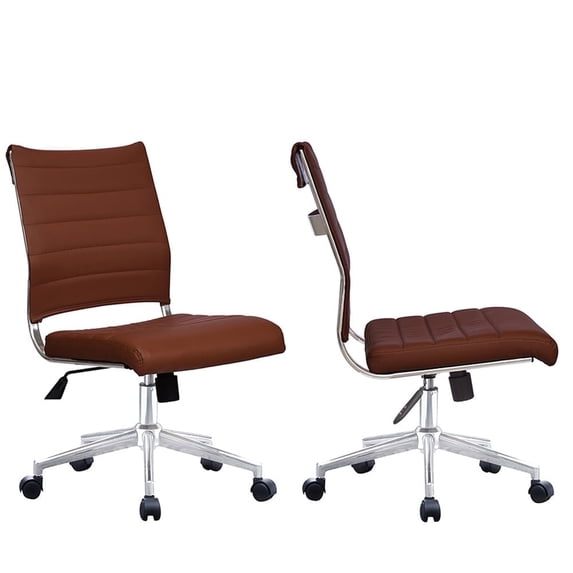 2xhome Set of 2 PU Leather Mid Back Task Chair with Adjustable Height Lumbar Support, Multiple Colors