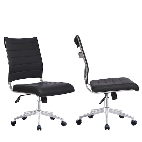 2xhome Set of 2 PU Leather Mid Back Task Chair with Adjustable Height Lumbar Support, Multiple Colors
