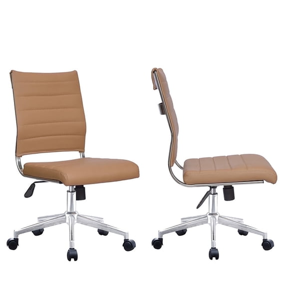 2xhome Set of 2 PU Leather Mid Back Task Chair with Adjustable Height Lumbar Support, Multiple Colors