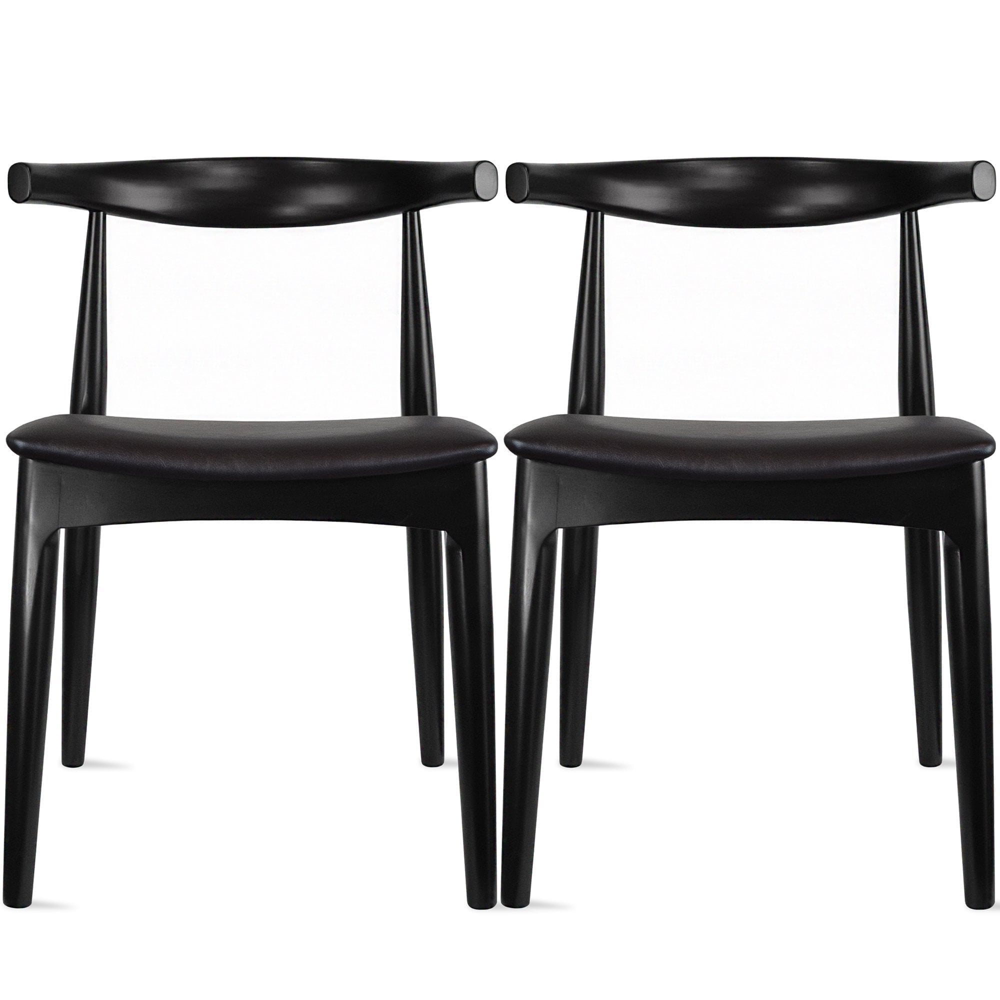 Black Faux Leather Upholstered Wood Side Chair Set