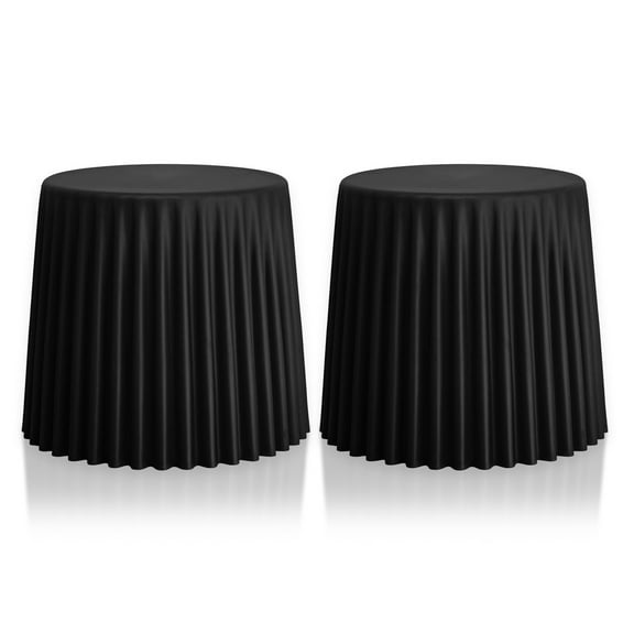2xhome Set of 2 Stackable Plastic Dining Chairs Stool No Back Backless For Kitchen Patio Living Room Accent Outdoor Bedroom Storage (Black)