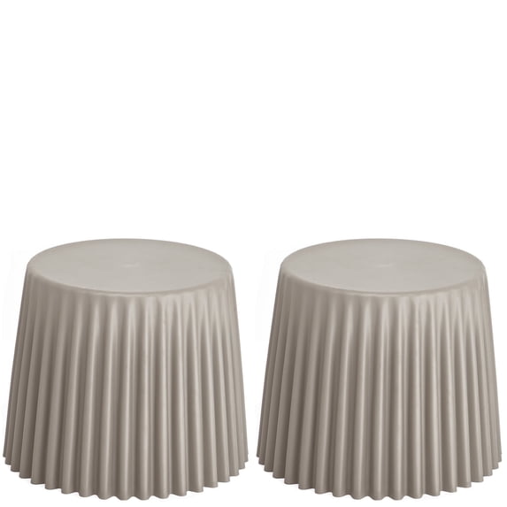 2xhome Set of 2 Stackable Plastic Dining Chairs Stool No Back Backless For Kitchen Patio Living Room Accent Outdoor Bedroom Storage, Gray