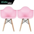thumbnail image 1 of 2xhome - Set of 2 Toddler Kids Size Pink Modern Plastic Chairs With Wood Leg Armchairs, 1 of 6