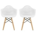 thumbnail image 1 of 2xhome - Set of 2 Toddler Kids Size White Modern Plastic Chairs With Wood Leg Armchairs, 1 of 9