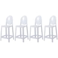thumbnail image 1 of 2xhome Set of 4 25" Seat Height Kitchen Barstools, Modern Ghost Accent Side Armless Counter Stools With Back, White, 1 of 9