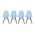 thumbnail image 1 of 2xhome - Set of 4 Blue - Plastic Side Black Dark Wood Legs Eiffel Dining Room Chair - Lounge Chair No Arm Armless Less Chairs Seats Molded Plastic, 1 of 6