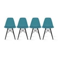 thumbnail image 1 of 2xhome - Set of 4 Blue - Plastic Side Black Dark Wood Legs Eiffel Dining Room Chair - Lounge Chair No Arm Armless Less Chairs Seats Molded Plastic, 1 of 2